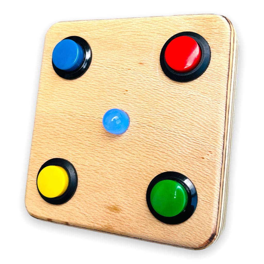 Montessori Baby Busy Board: 4-Button LED Color Teacher Toy