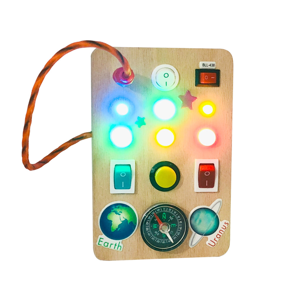 Montessori Busy Board: LED Light Toy, Compass, Sensory Activity