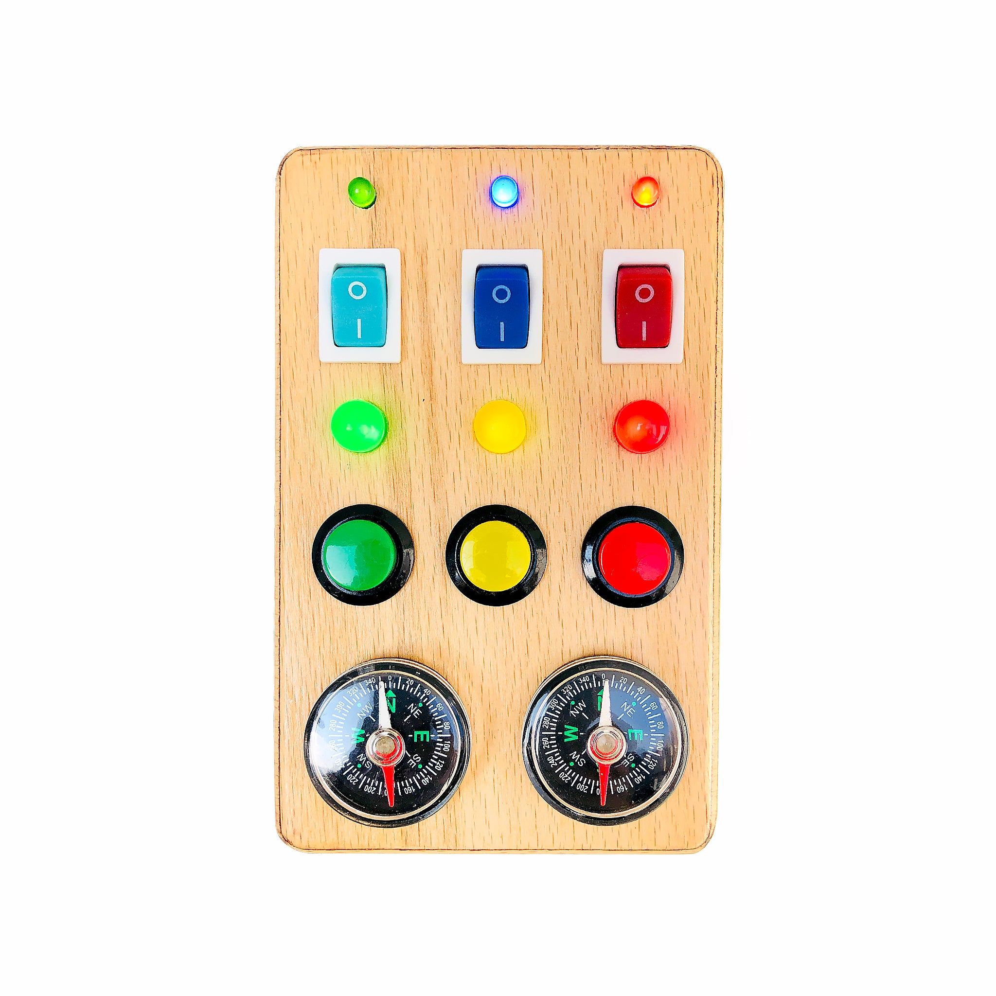 Montessori Busy Board: Toddler Sensory Toy with LED Lights & Compass