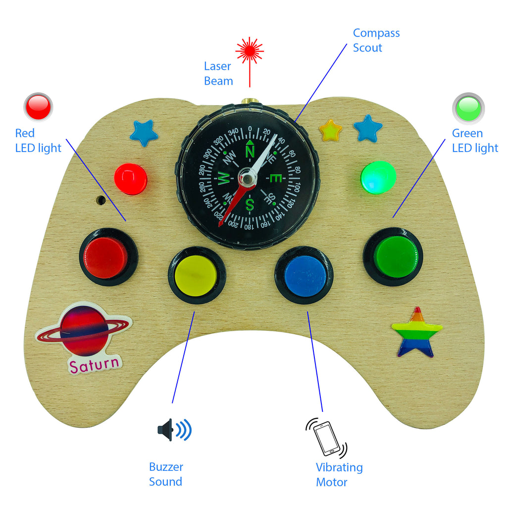 Handmade Baby Busy Board: Wooden Spaceship Controller Toy