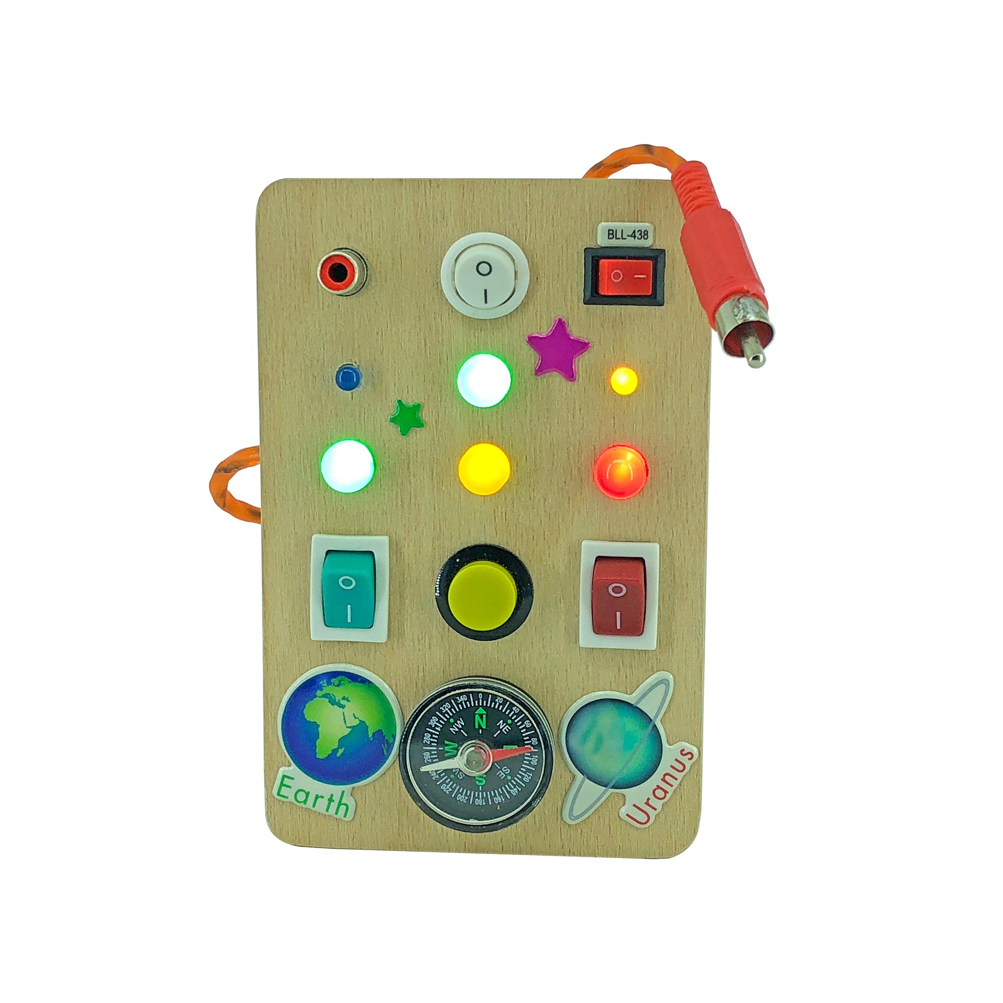 Montessori Busy Board: LED Light Toy, Compass, Sensory Activity