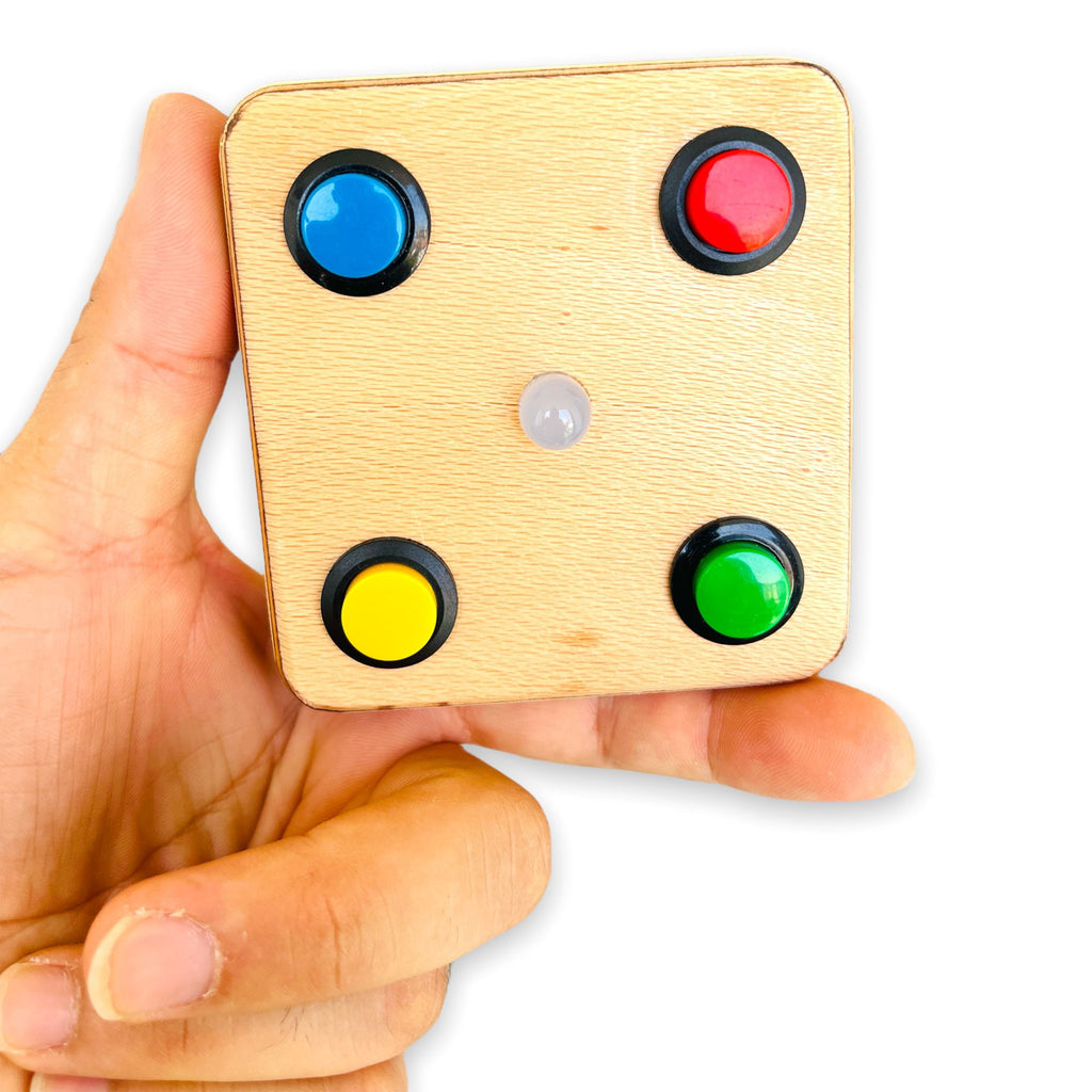 Montessori Baby Busy Board: 4-Button LED Color Teacher Toy