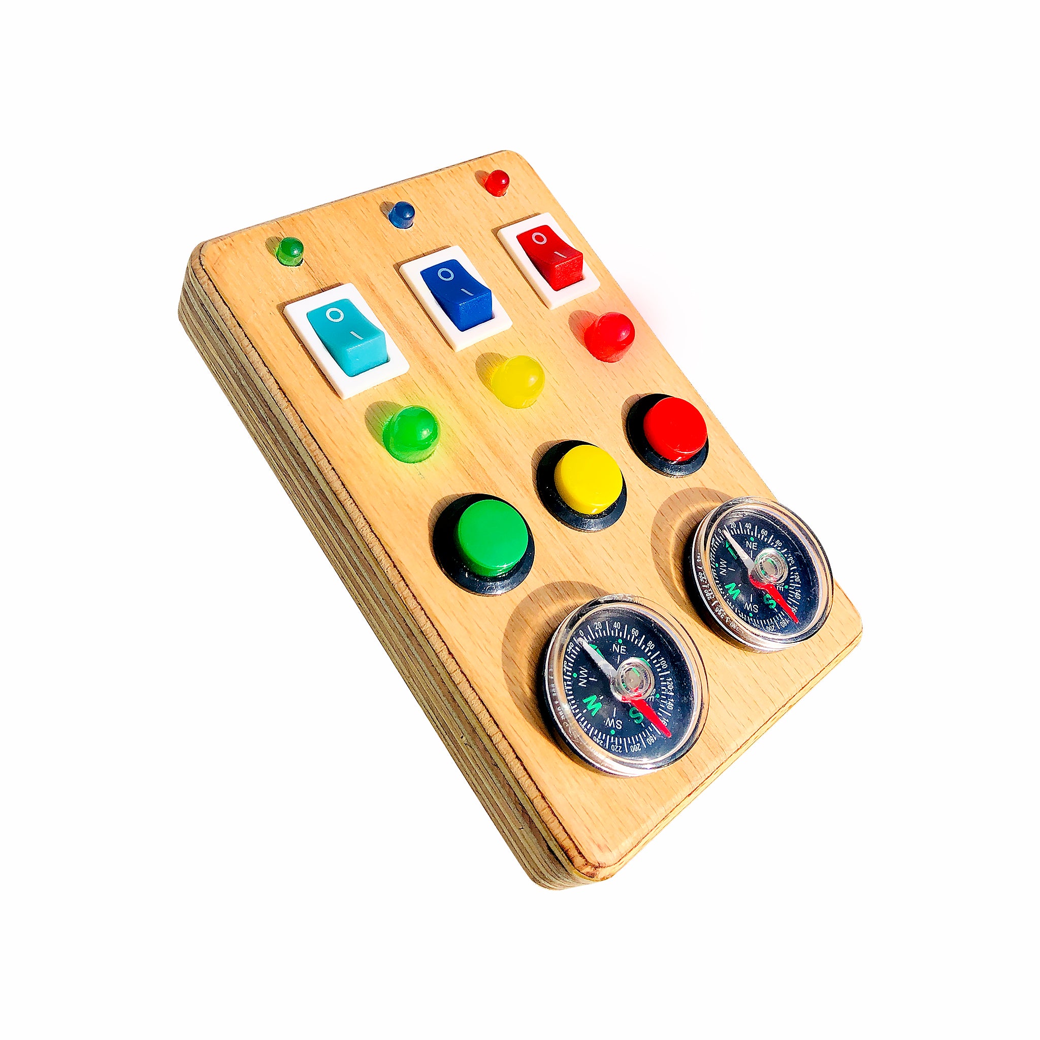 Montessori Busy Board: Toddler Sensory Toy with LED Lights & Compass