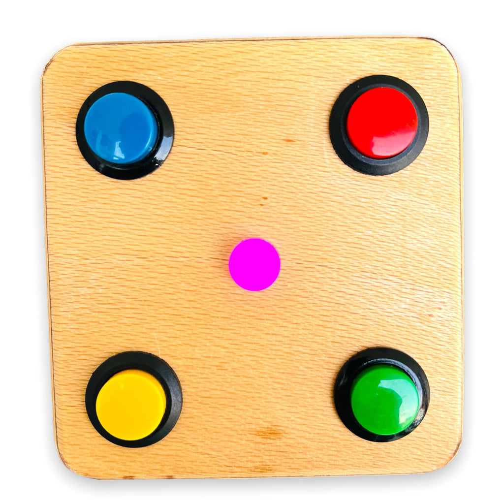 Montessori Baby Busy Board: 4-Button LED Color Teacher Toy
