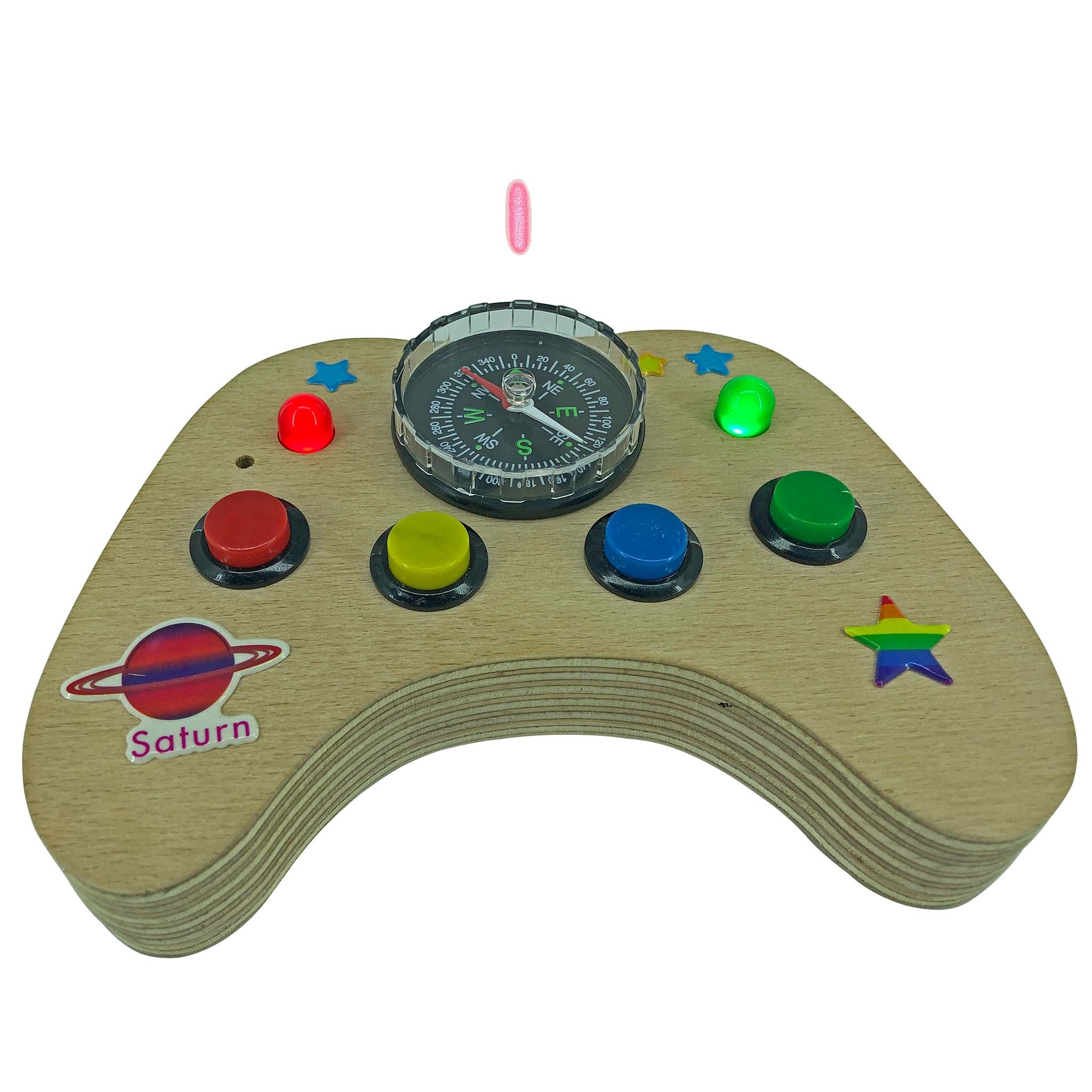 Handmade Baby Busy Board: Wooden Spaceship Controller Toy