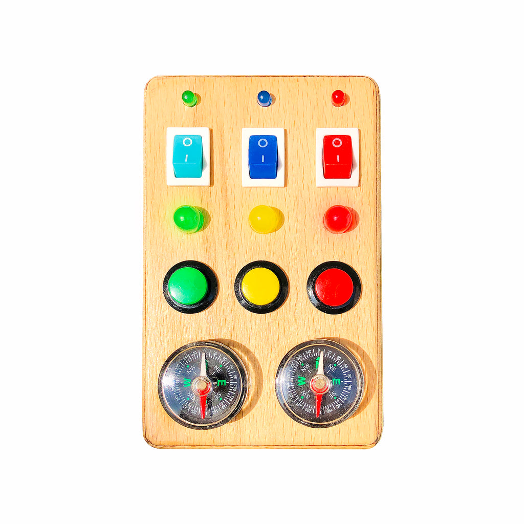 Montessori Busy Board: Toddler Sensory Toy with LED Lights & Compass
