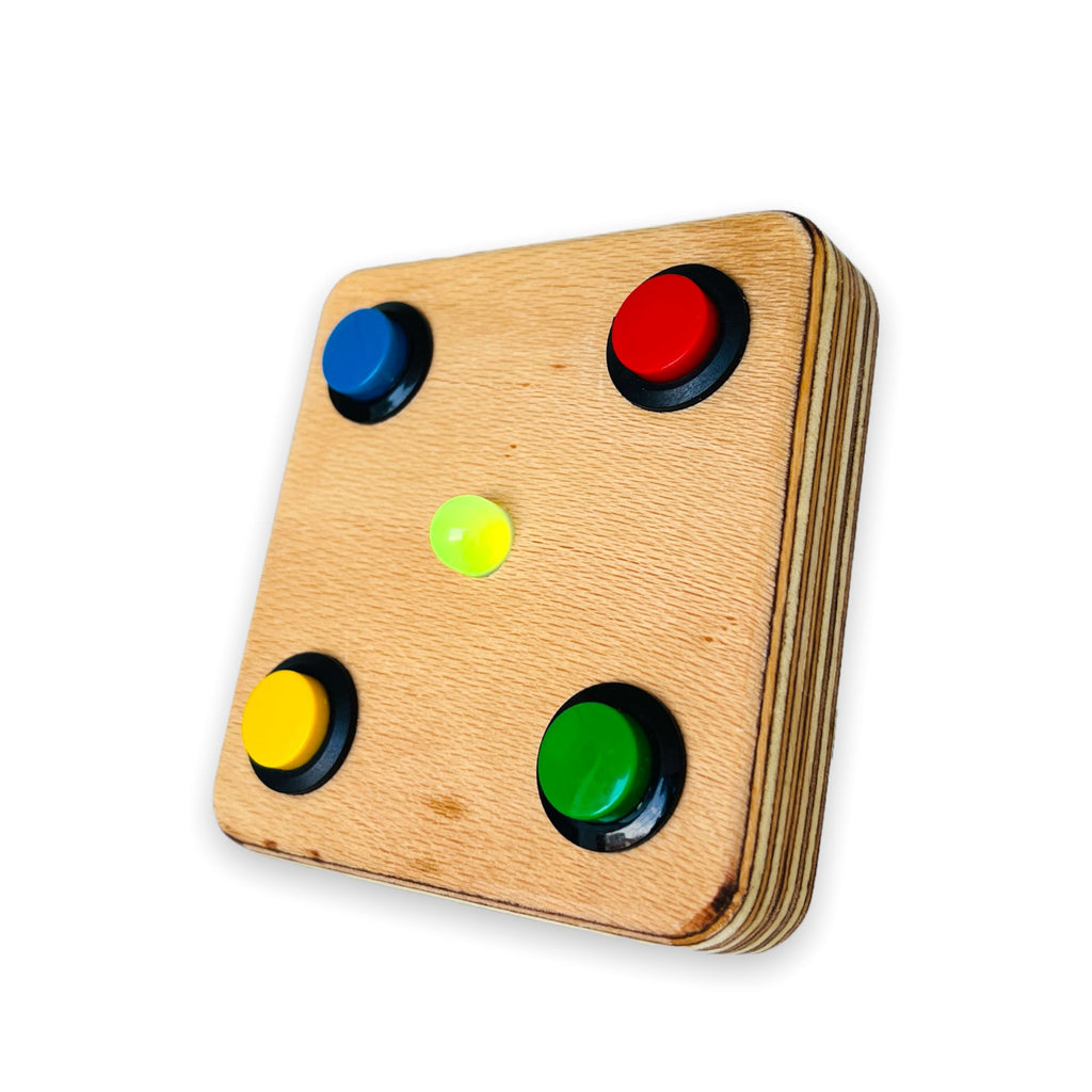 Montessori Baby Busy Board: 4-Button LED Color Teacher Toy