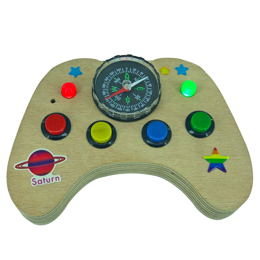 Handmade Baby Busy Board: Wooden Spaceship Controller Toy