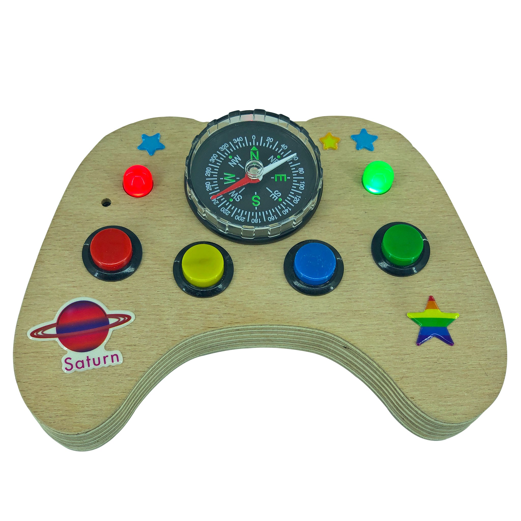 Handmade Baby Busy Board: Wooden Spaceship Controller Toy