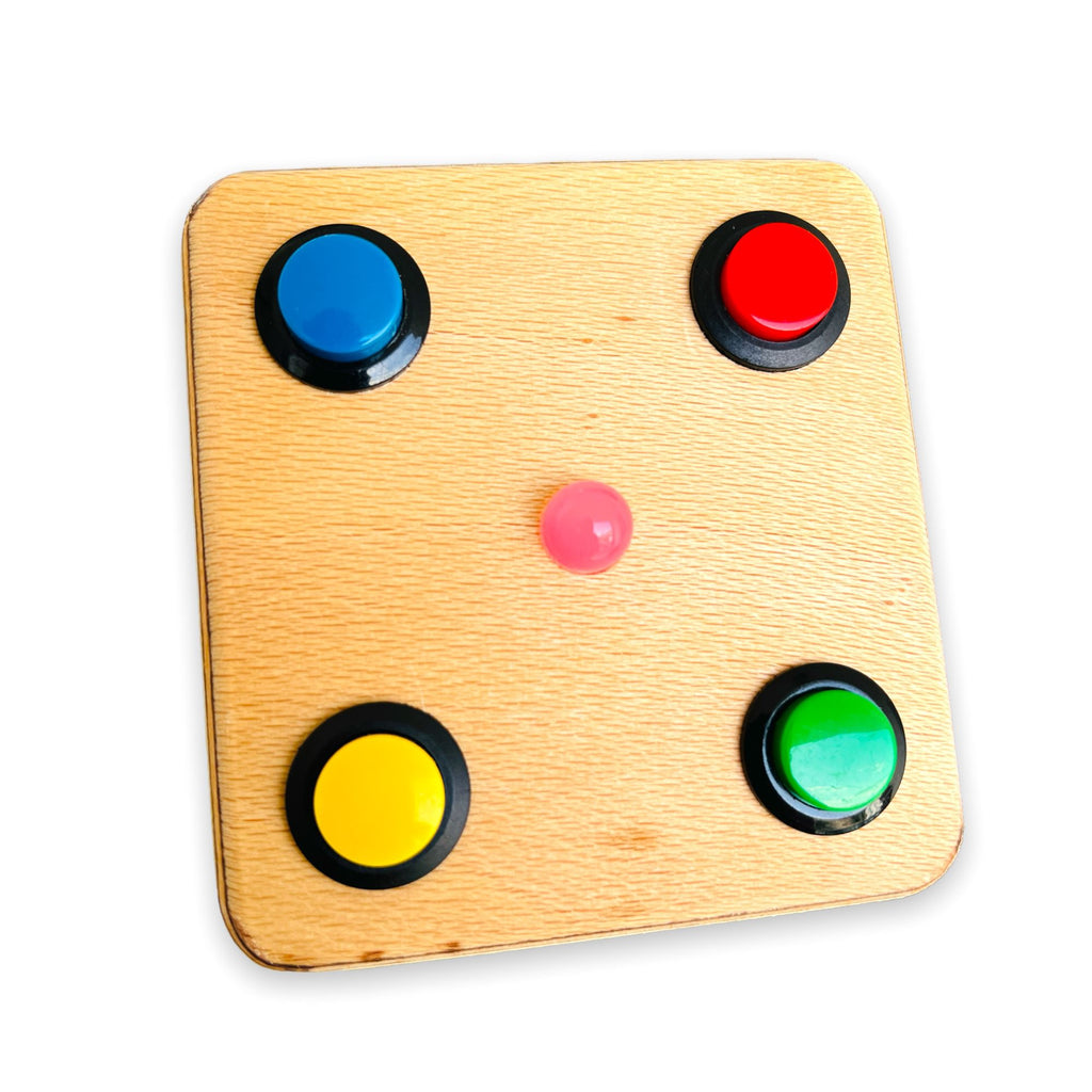 Montessori Baby Busy Board: 4-Button LED Color Teacher Toy