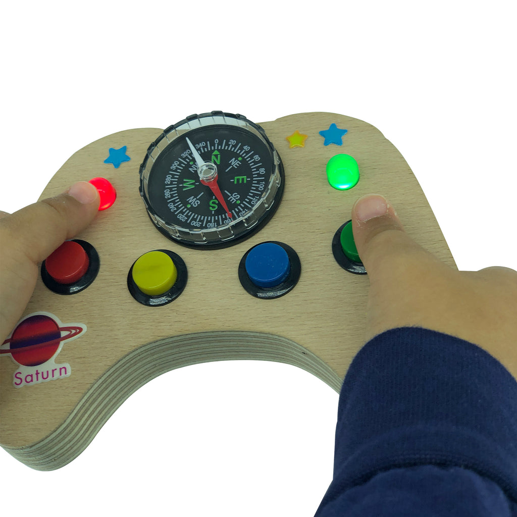 Handmade Baby Busy Board: Wooden Spaceship Controller Toy