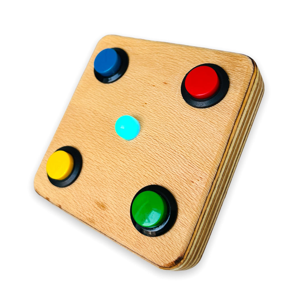 Montessori Baby Busy Board: 4-Button LED Color Teacher Toy