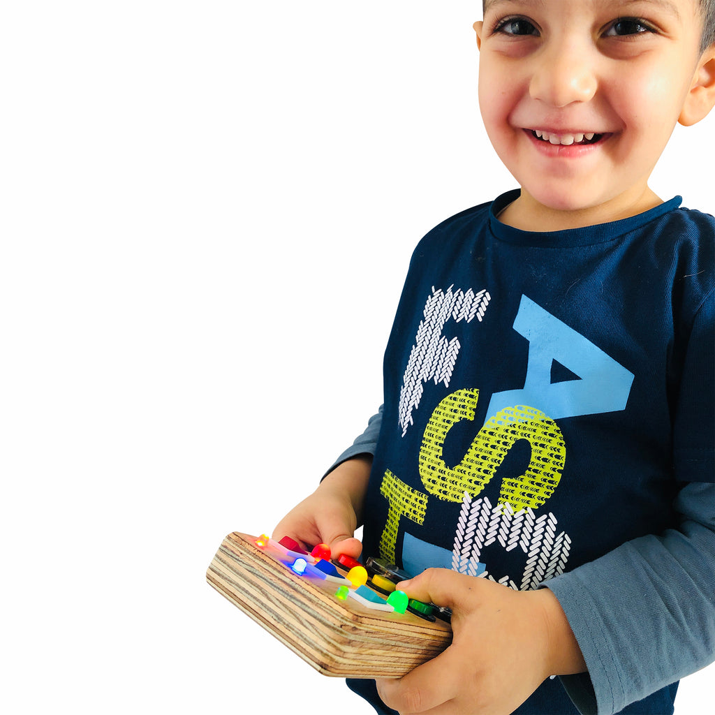 Montessori Busy Board: Toddler Sensory Toy with LED Lights & Compass