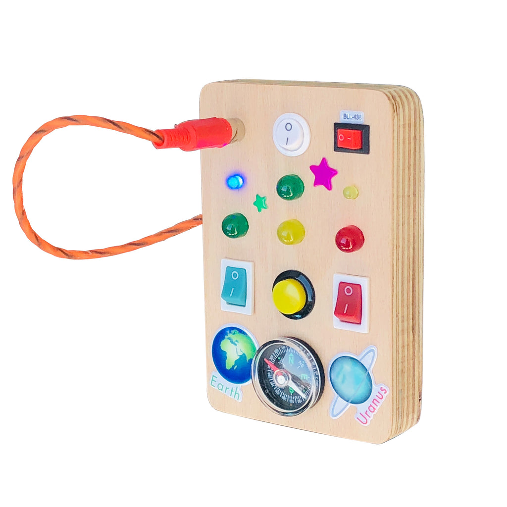 Montessori Busy Board: LED Light Toy, Compass, Sensory Activity