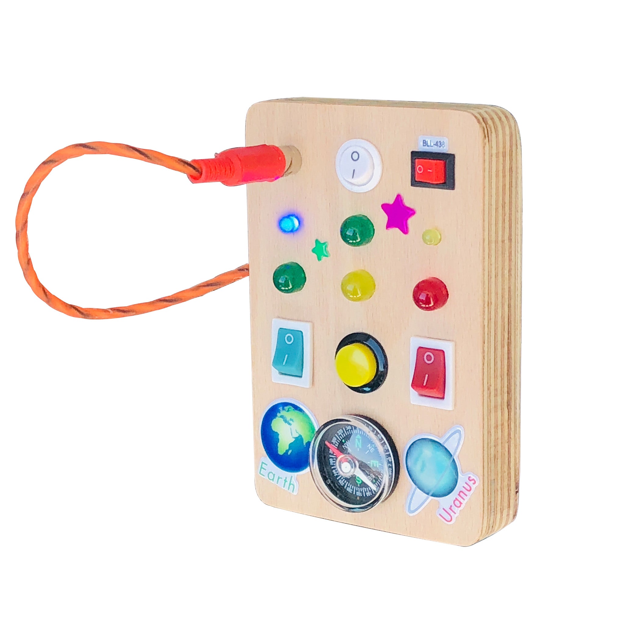Montessori Busy Board: LED Light Toy, Compass, Sensory Activity