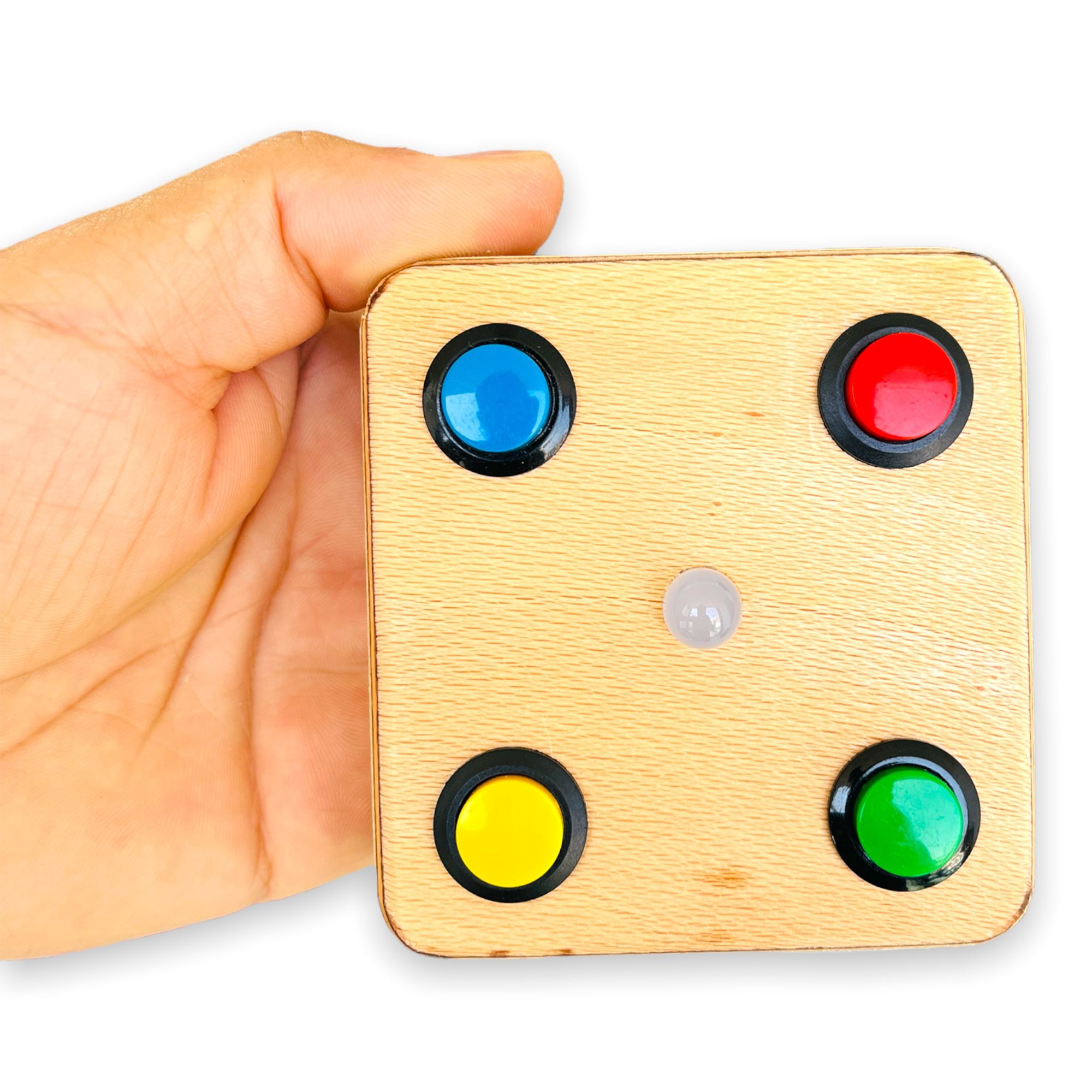 Montessori Baby Busy Board: 4-Button LED Color Teacher Toy
