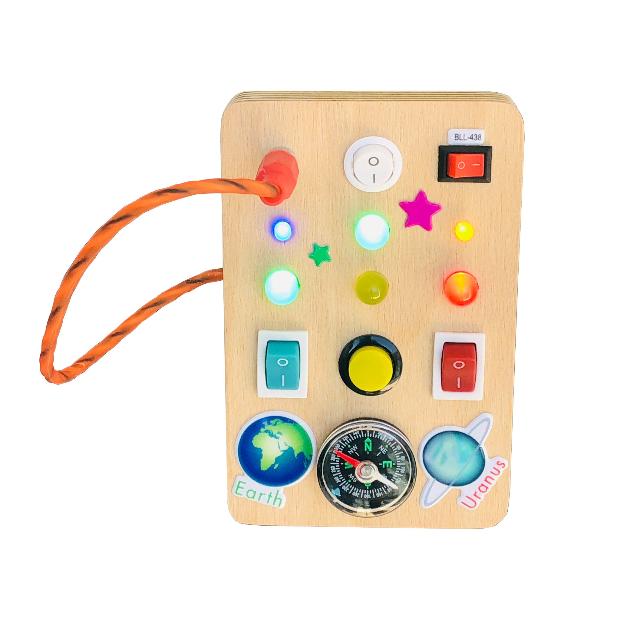 Montessori Busy Board: LED Light Toy, Compass, Sensory Activity