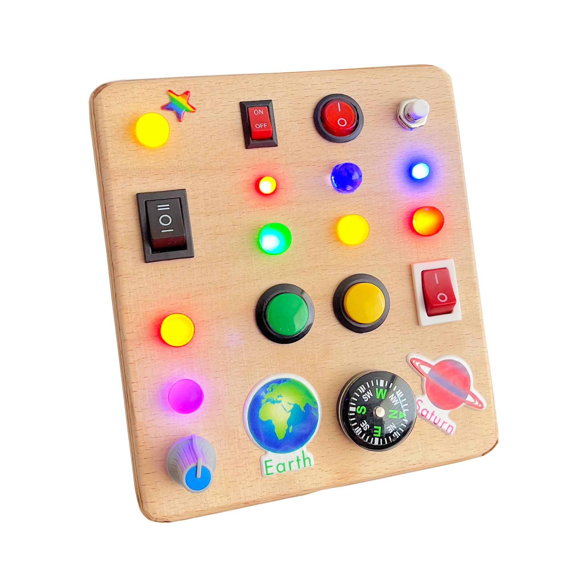 The Square Handmade Wooden Montessori Busy Board