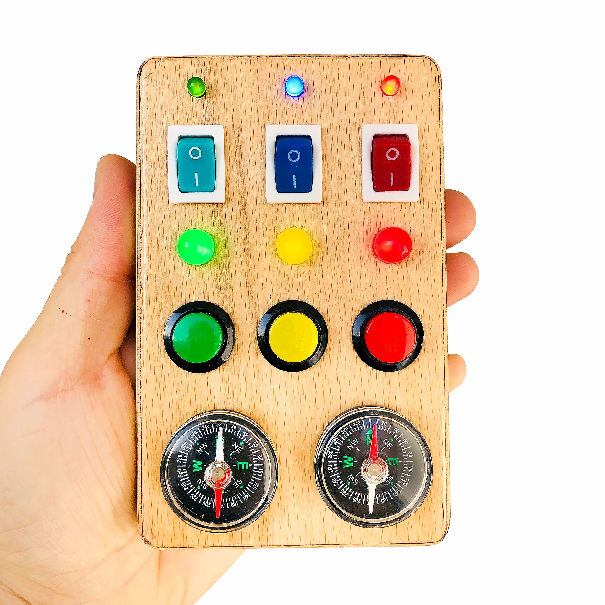 Montessori Busy Board: Toddler Sensory Toy with LED Lights & Compass