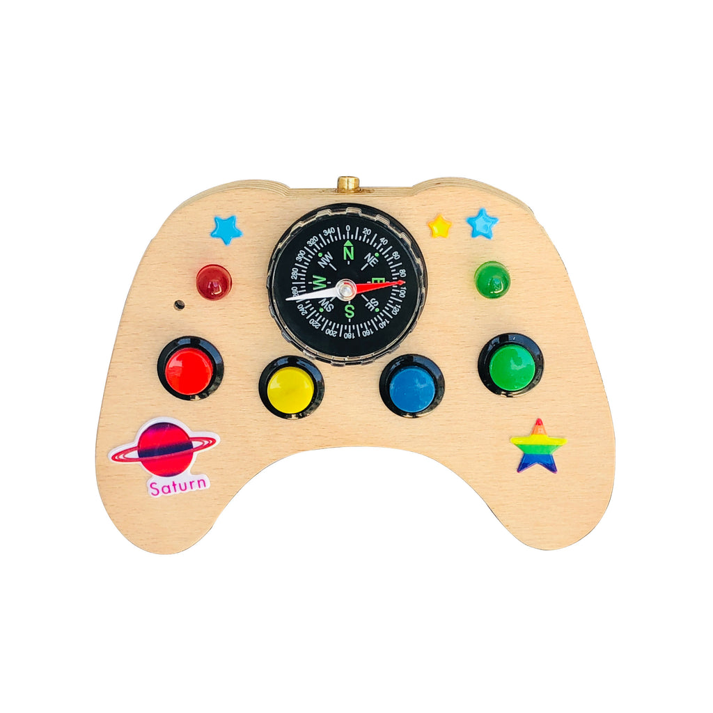 Handmade Baby Busy Board: Wooden Spaceship Controller Toy