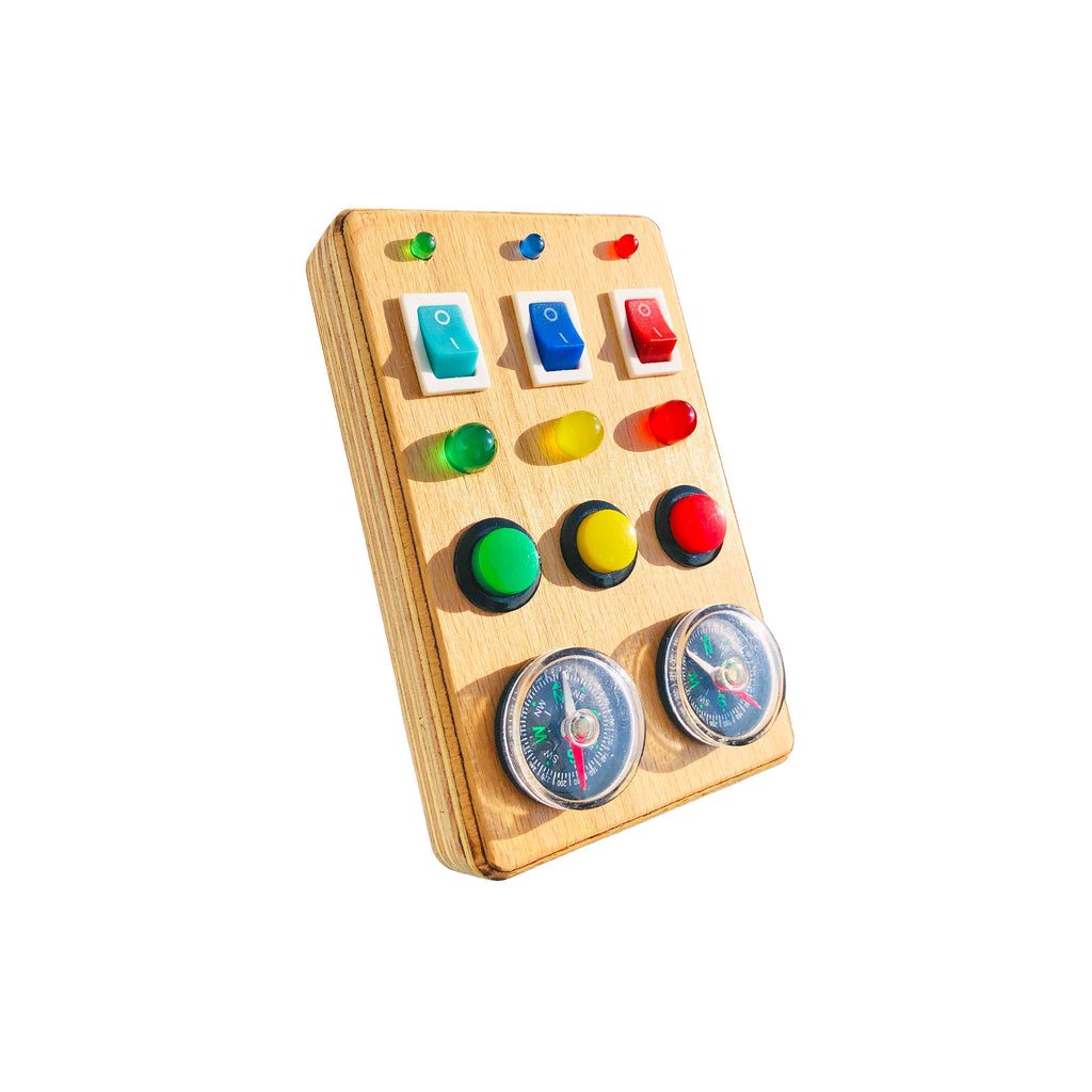 Montessori Busy Board: Toddler Sensory Toy with LED Lights & Compass