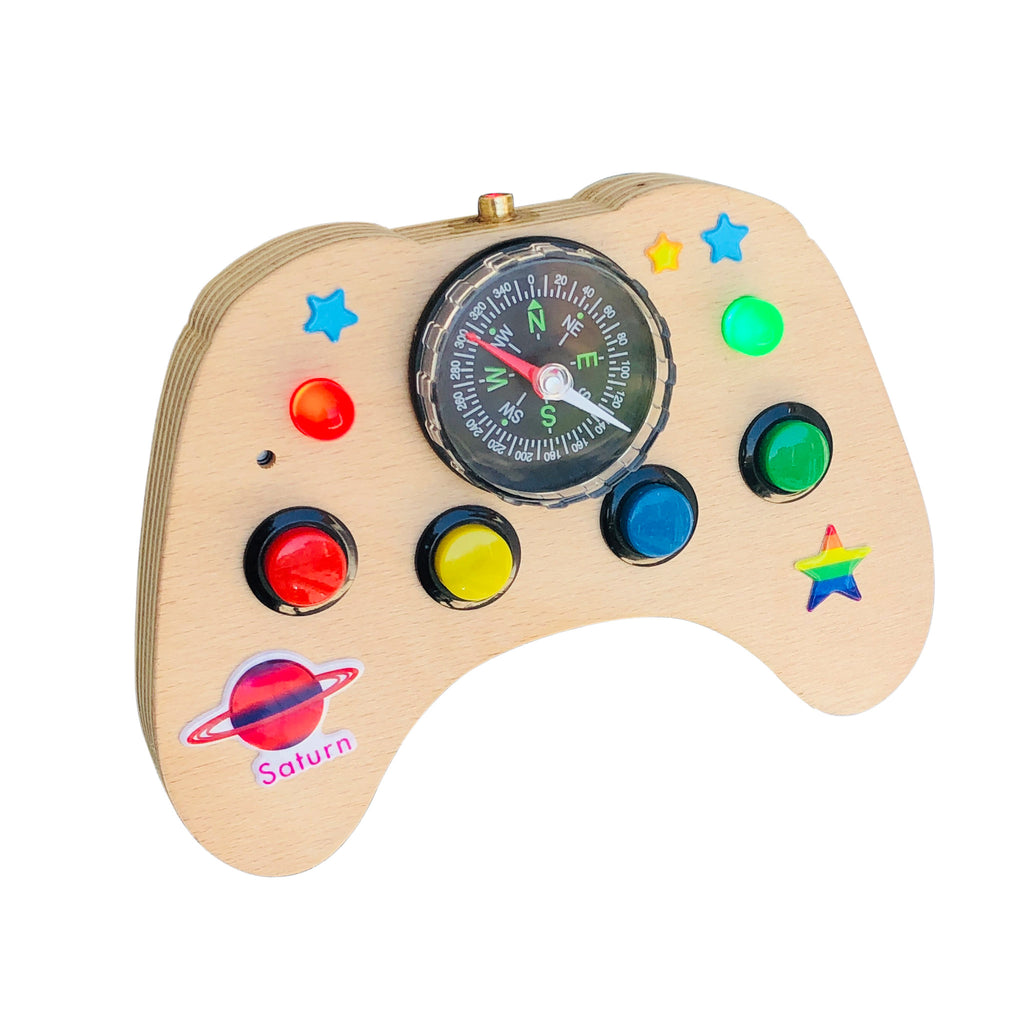 Handmade Baby Busy Board: Wooden Spaceship Controller Toy
