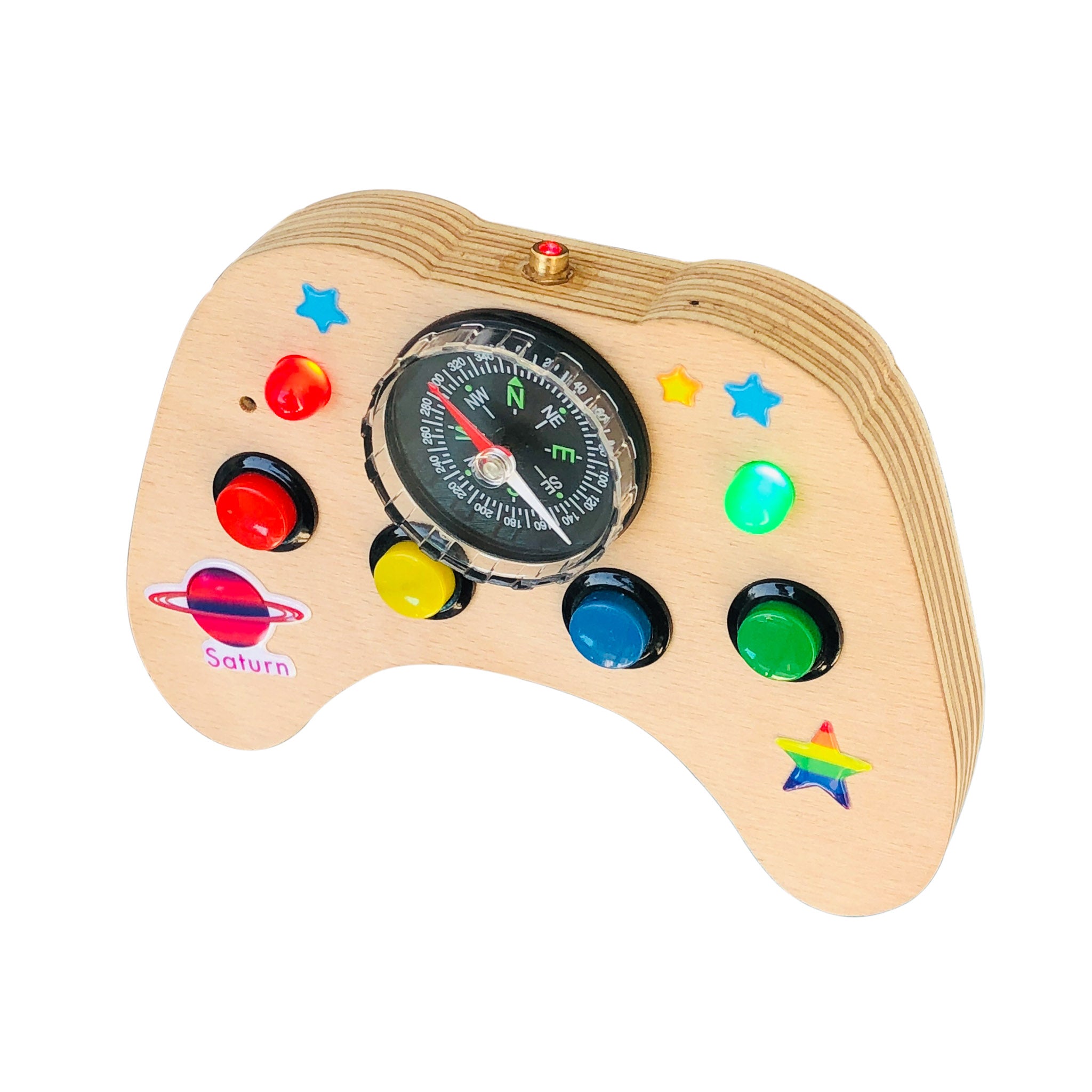 Handmade Baby Busy Board: Wooden Spaceship Controller Toy