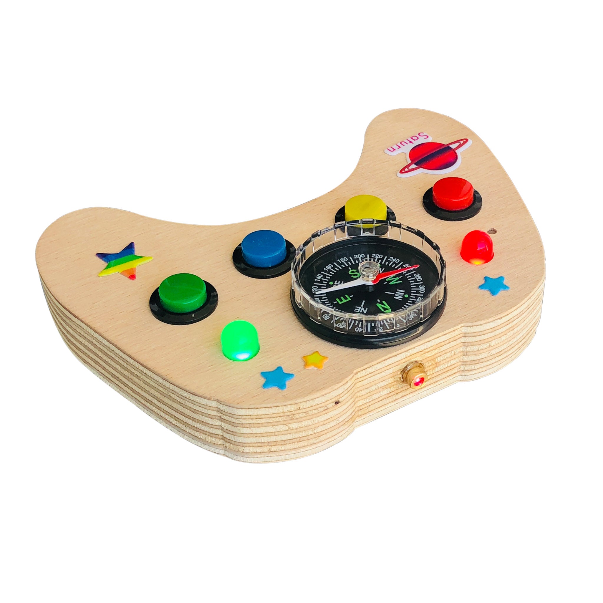 Handmade Baby Busy Board: Wooden Spaceship Controller Toy