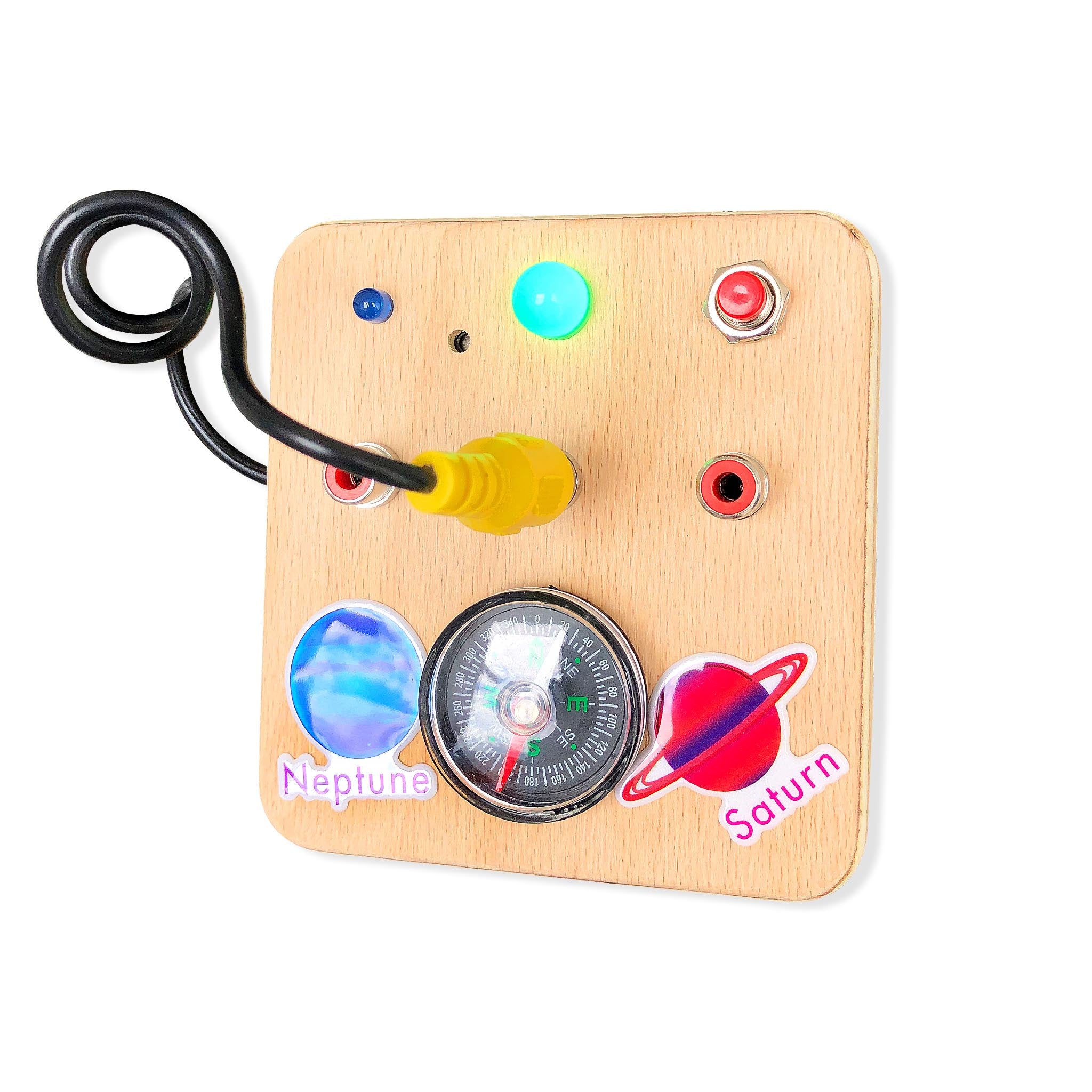 Montessori Baby Busy Board: LED Light Sensory Toy, Compass