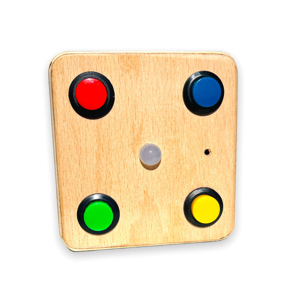Montessori Baby Busy Board: 4-Button LED Color Teacher Toy