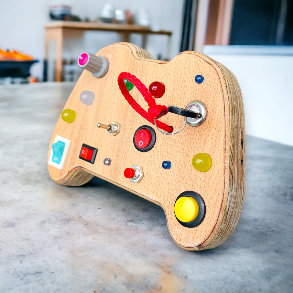 Gameboy Busy Board: Handmade Wooden Montessori Toy for Toddlers