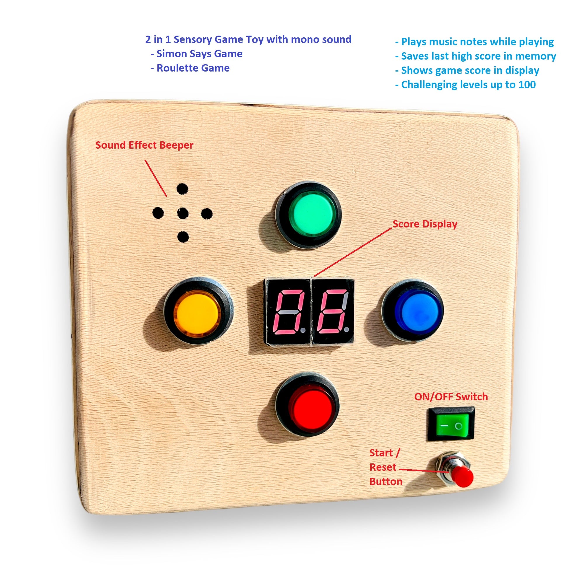 Simon Game Handmade Wooden Montessori Game Toy
