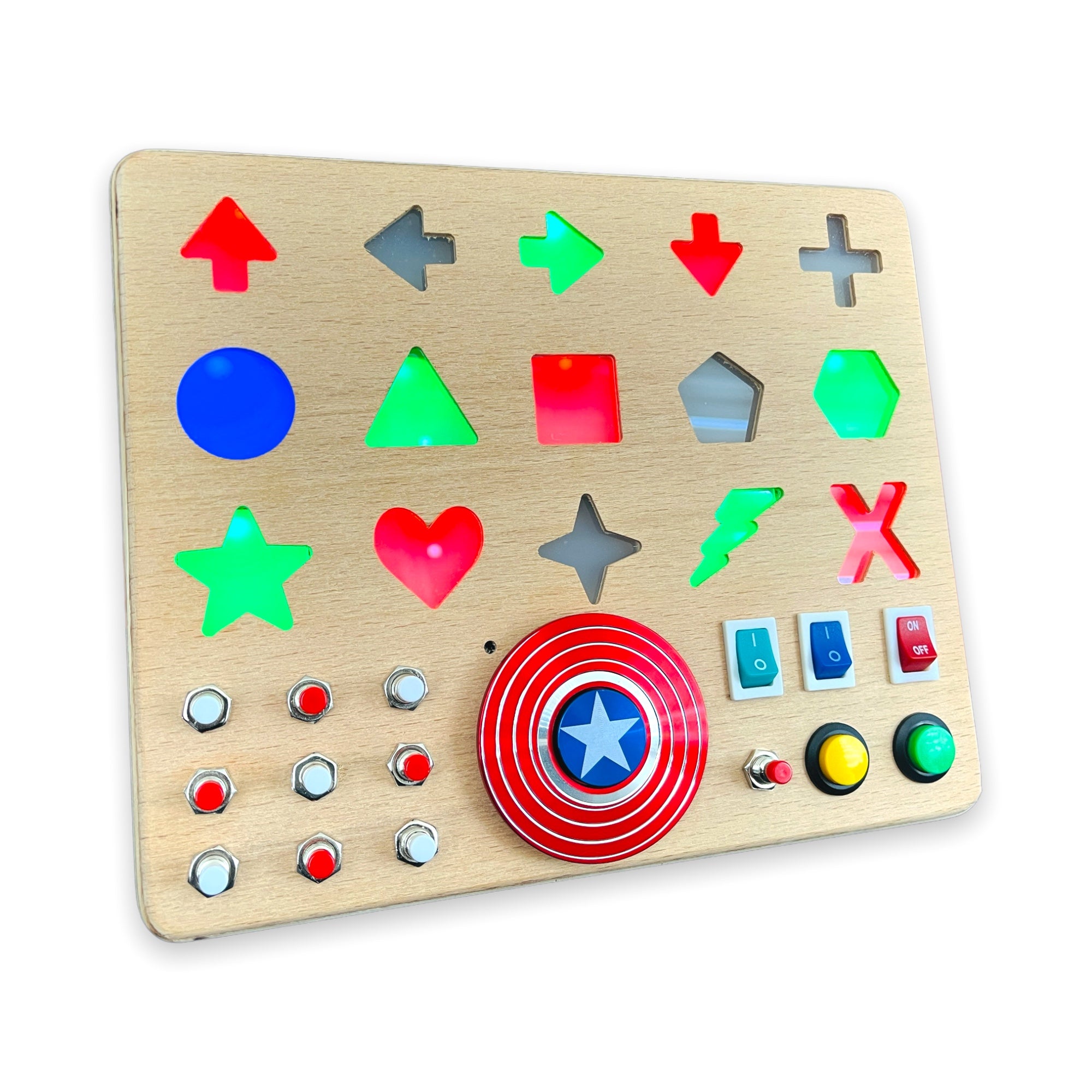 Handmade Toddler Craft Busyboard - Soft Light Button Switch Control Panel