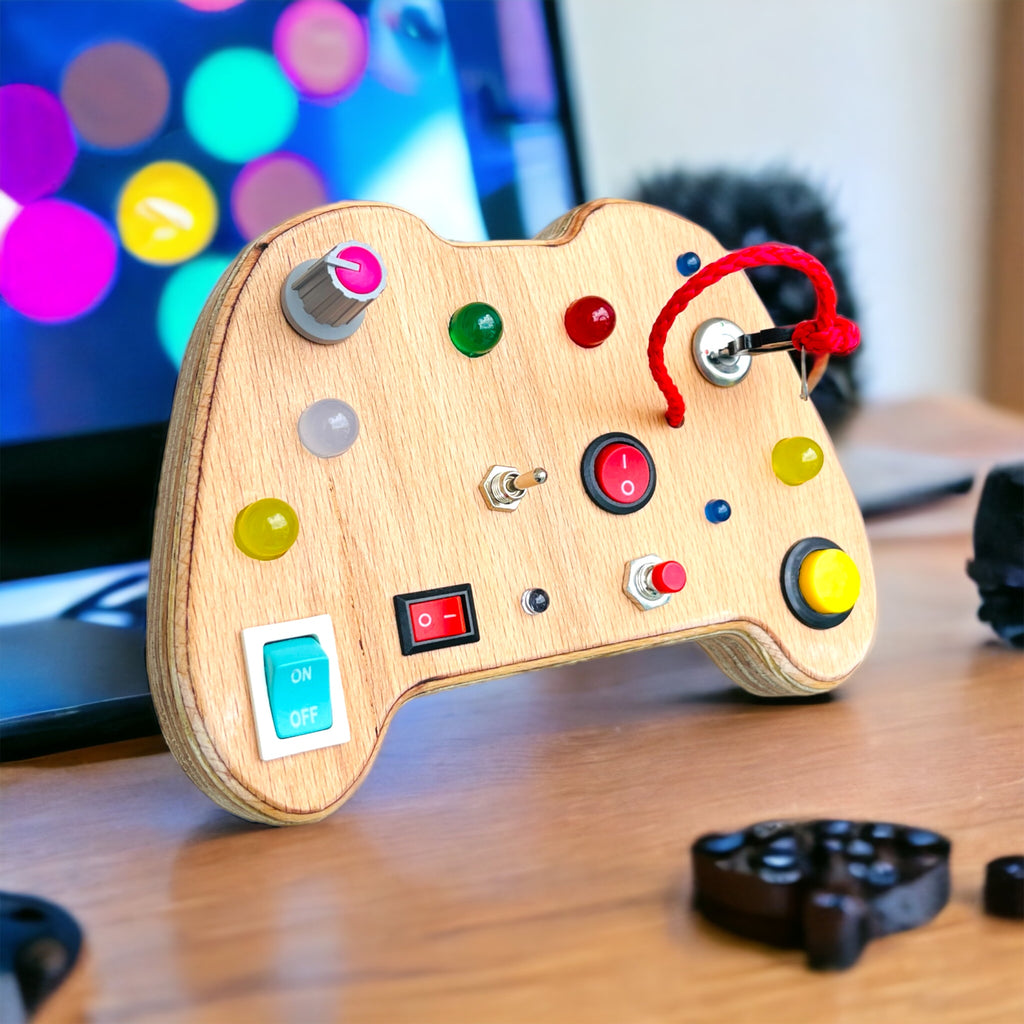 Gameboy Busy Board: Handmade Wooden Montessori Toy for Toddlers