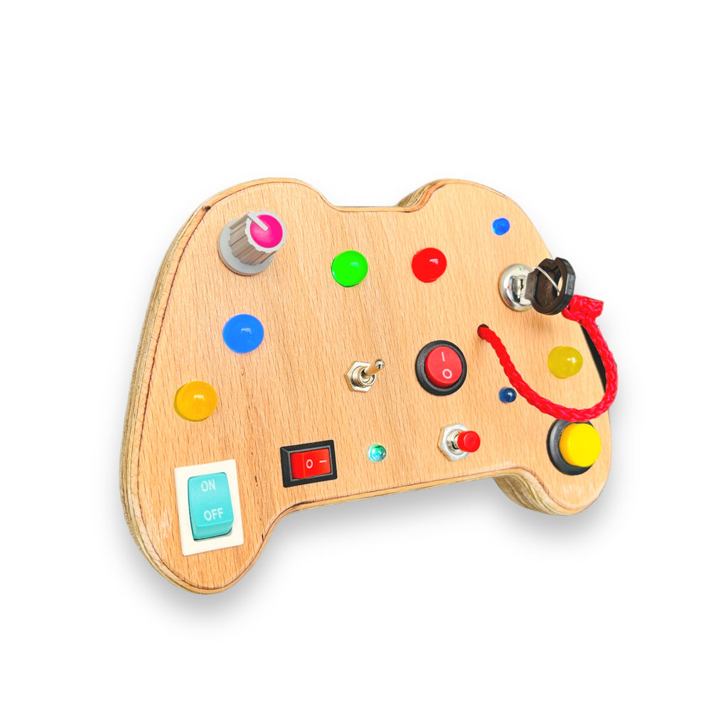 Gameboy Busy Board: Handmade Wooden Montessori Toy for Toddlers