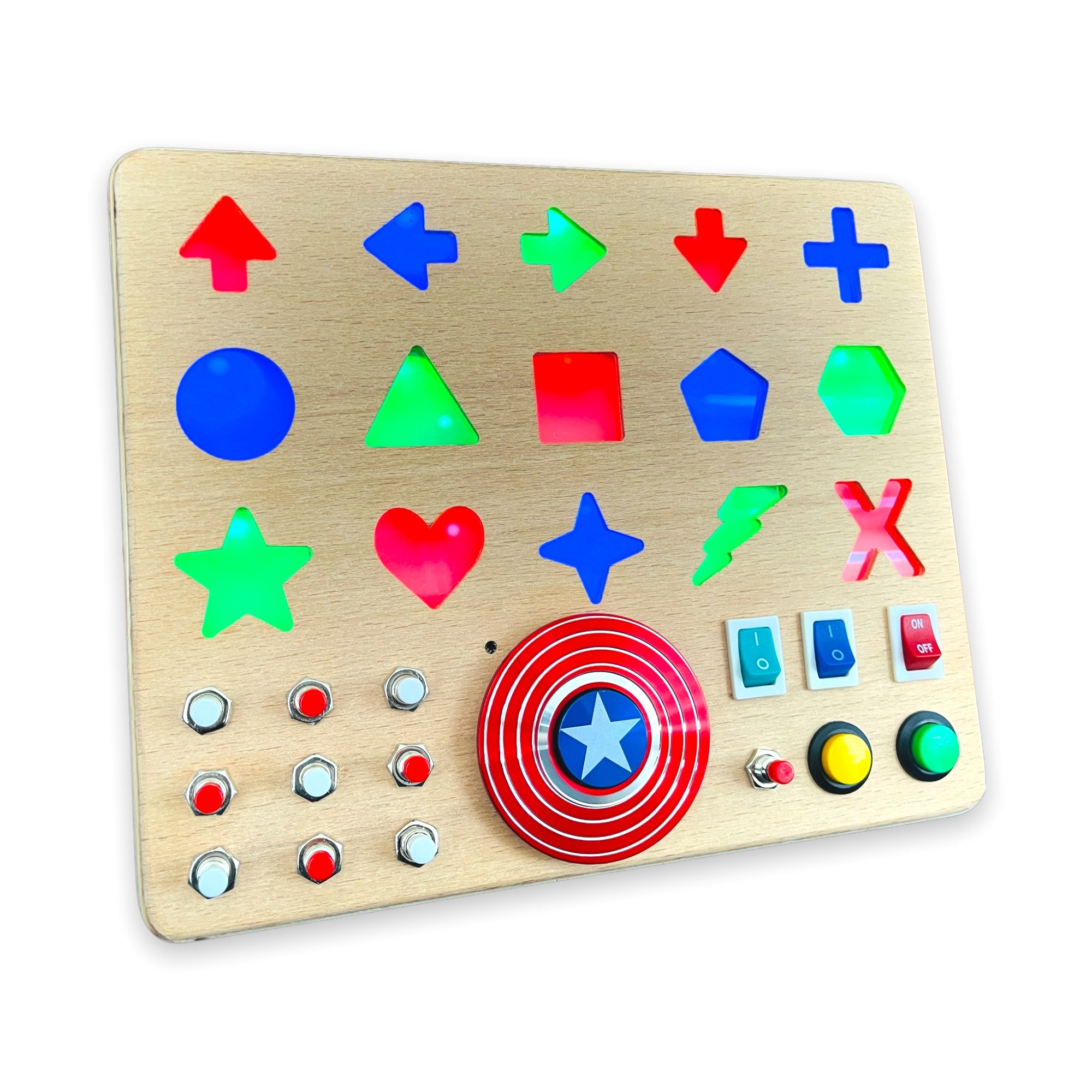 Handmade Toddler Craft Busyboard - Soft Light Button Switch Control Panel