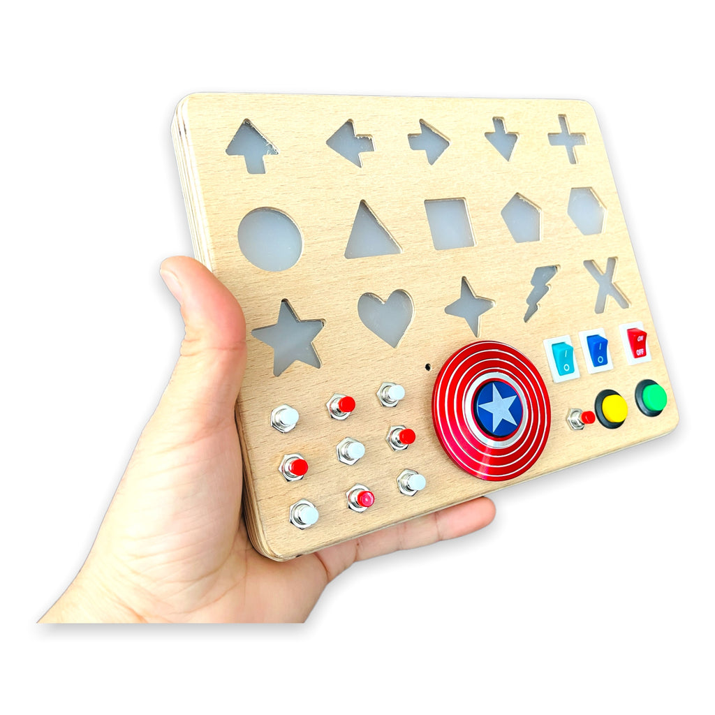 Handmade Toddler Craft Busyboard - Soft Light Button Switch Control Panel