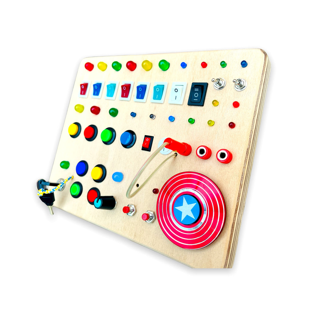 Timemachine Fidgetboard Handmade Montessori Busy Board for Button obsessed kids
