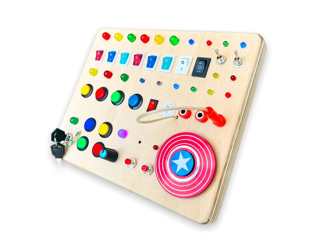Timemachine Fidgetboard Handmade Montessori Busy Board for Button obsessed kids