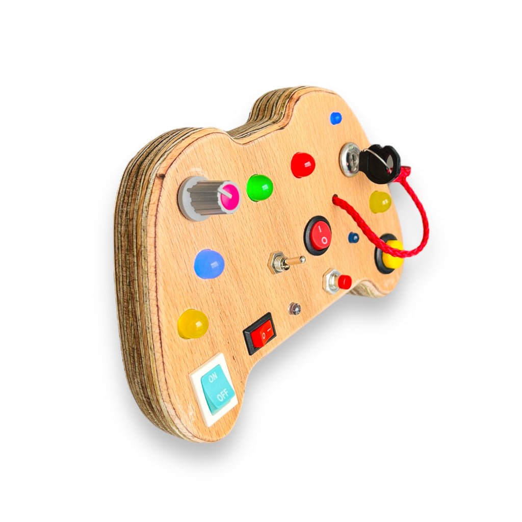 Gameboy Busy Board: Handmade Wooden Montessori Toy for Toddlers