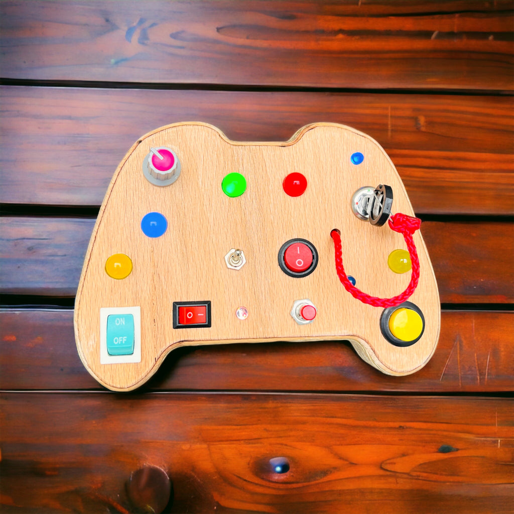 Gameboy Busy Board: Handmade Wooden Montessori Toy for Toddlers