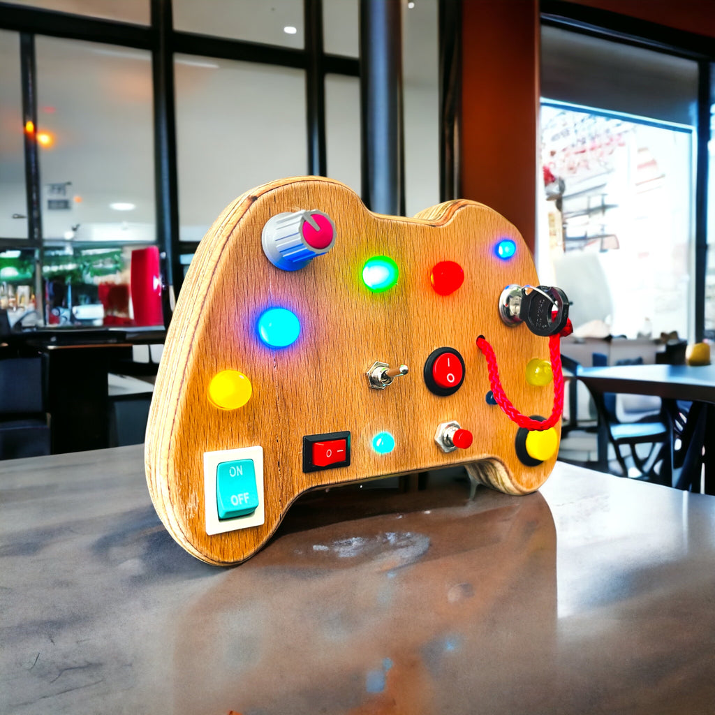 Gameboy Busy Board: Handmade Wooden Montessori Toy for Toddlers