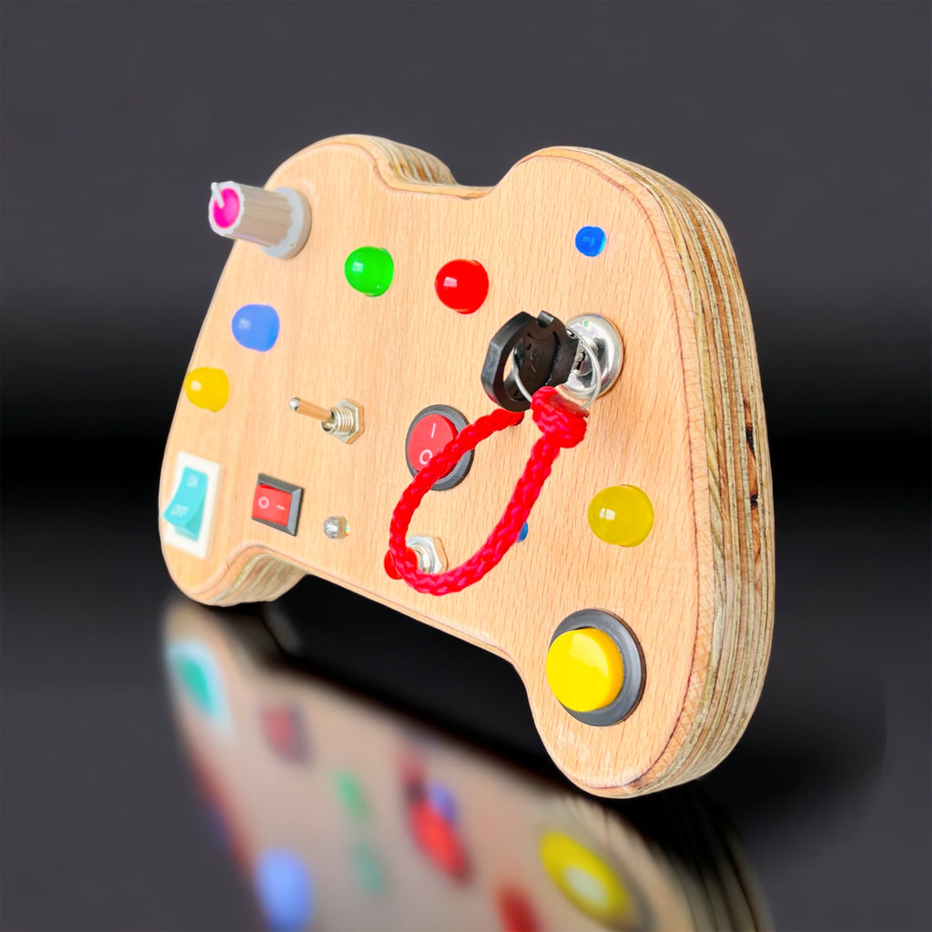 Gameboy Busy Board: Handmade Wooden Montessori Toy for Toddlers