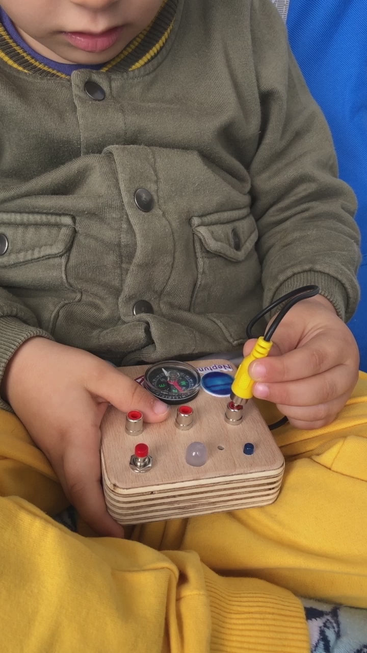 Montessori Baby Busy Board: LED Light Sensory Toy, Compass