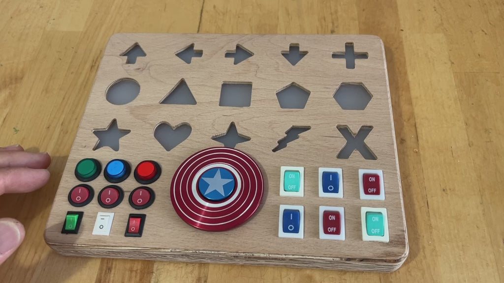 Shapeo Handmade Toddler Busyboard -  Directions and Geometric Signs